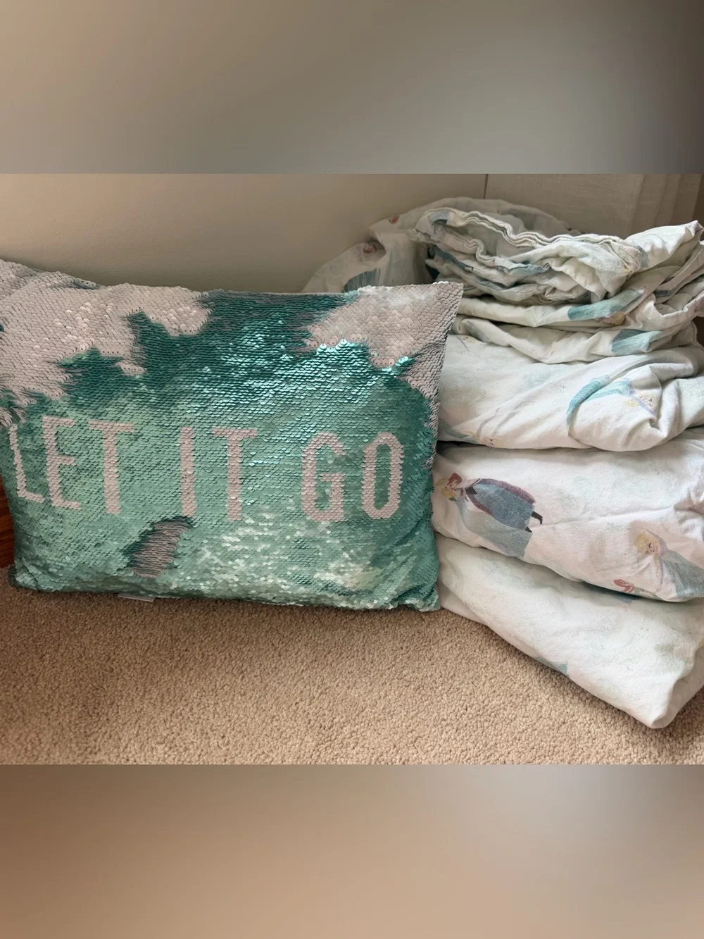 2x PotteryBarn Kids Organic Cotton Frozen Sheet Sets + Decorative Pillow